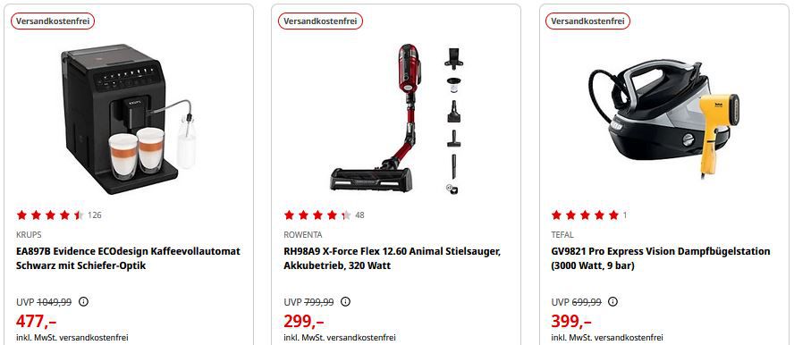 MediaMarkt: Rowenta, Tefal & Krups Sommerschluss Deals + VSK Frei