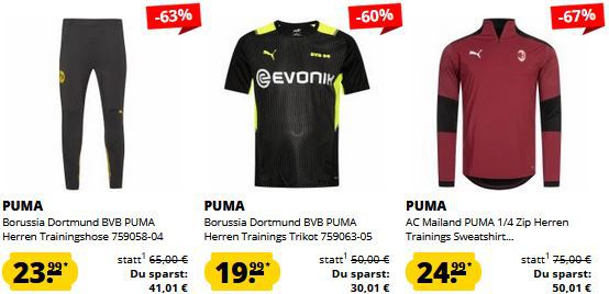 Puma Fanartikel Sale ab 3,99€   z.B. BVB Trainings Oberteil ab 25€ (statt 42€)