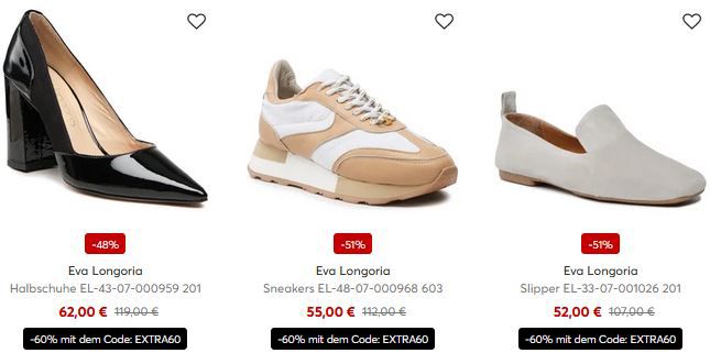 eSchuhe: 60% Rabatt auf Schuhe von Eva Longoria   z.B. Halbschuhe für 47,60€ (statt 62€)