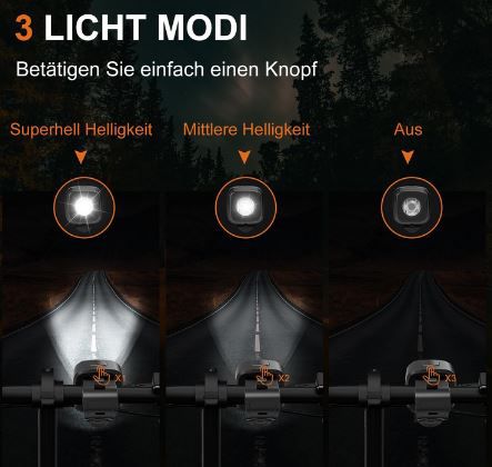 Antimi Fahrradleuchten Set, Frontlicht + Rücklicht für 15,29€ (statt 26€)