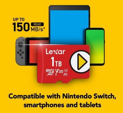 Lexar Play microSDXC UHS I Karte mit 1TB, 150MB/sek. für 82,99€ (statt 120€)