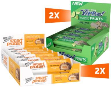 24x Dextro Energy Cream´n Crunch + 24x YIPPIE! Bar Fruits für 39,62€