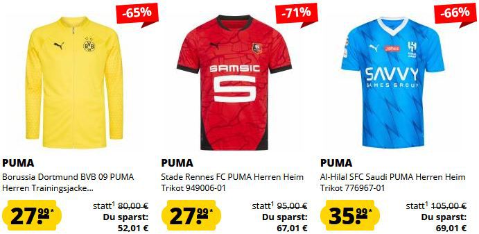 👕 Puma Fanartikel Sale ab 3,99€   z.B. BVB 09 PUMA Trainingsjacke ab 27,99€