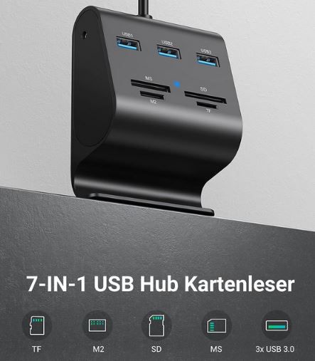 UGREEN 7 in 1 USB Hub mit Kartenleser + Handyhalter für 23,19€ (statt 29€)