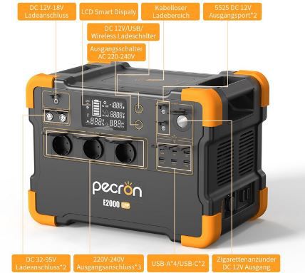 pecron E2000LFP LiFePO4 Powerstation, 1.920Wh, 2.000W für 1.289,14€ (statt 1.499€)