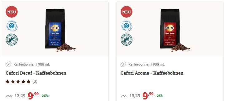 Cafori Kaffeebohnen mit 4 Sorten ab je 9,99€ (statt 13€)   Ab 50€ VSK Frei
