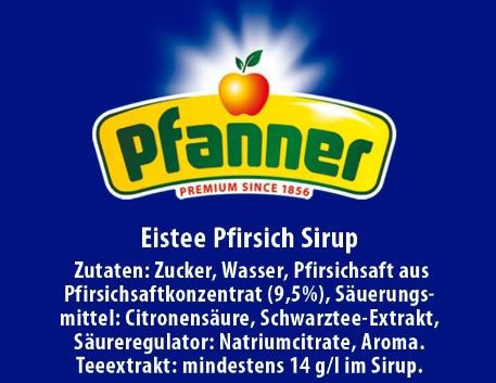 Pfanner Eistee Pfirsich Sirup, 700 ml für bis 7 Liter für 3,11€ (statt 4€)