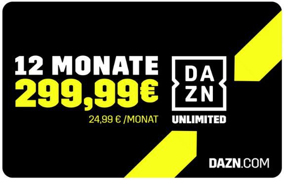 ⚽ 12 Monate DAZN Unlimited Geschenkkarte für 299,99€ (statt 360€)