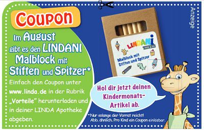 Linda Apotheken: LINDANI Malblock mit Stiften und Spitzer für Kinder GRATIS