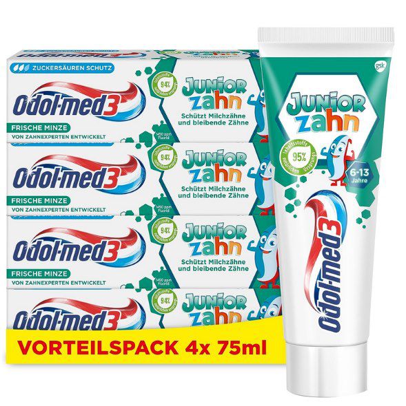 4x75ml Odol-med3 Zahnpasta Juniorzahn für 6,32€ (statt 10€)
