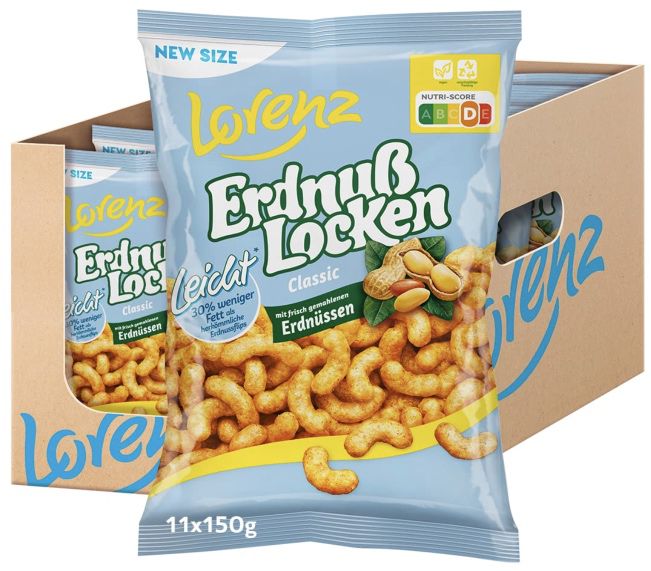 11x Lorenz Snack ErdnußLocken leicht (je 150g) ab 14,15€ (statt 24€)