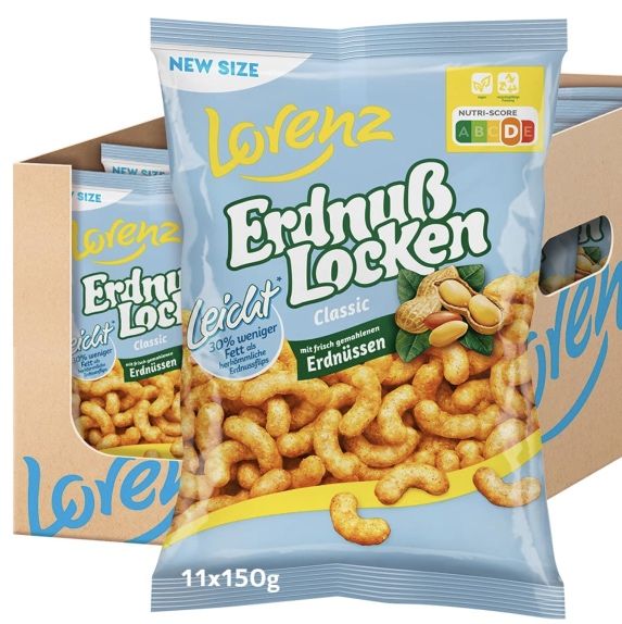 1,65kg! 🥜 11x Lorenz Snack ErdnußLocken leicht je 150g ab 16,33€ (statt 25€)