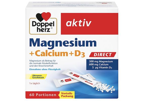 60 Portionen Doppelherz Magnesium + Calcium + D3 DIRECT für 10€ (statt 14€)