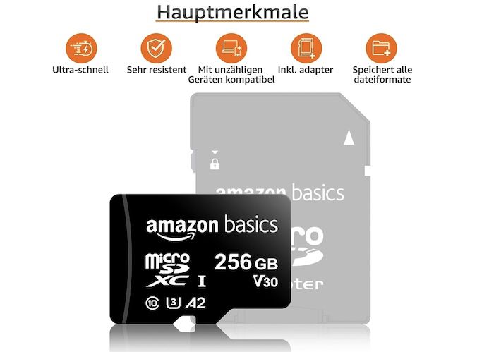 Amazon Basics MicroSDXC mit 256GB für 16,29€ (statt 20€)