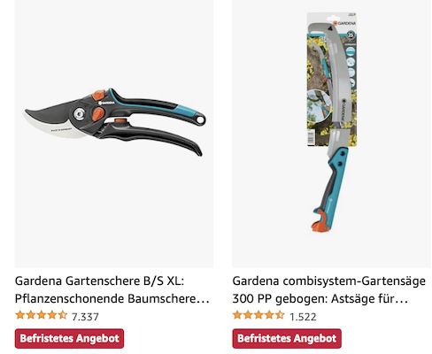 Amazon: Gardena Angebote z.B. Gartenschere für 20,89€ (statt 26€)