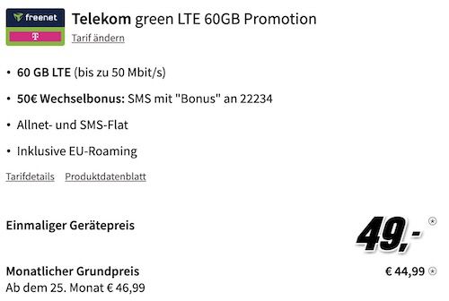 Samsung Galaxy Z Flip5 für 49€ + Telekom Allnet 60GB für 44,99€ mtl. + 50€ Bonus