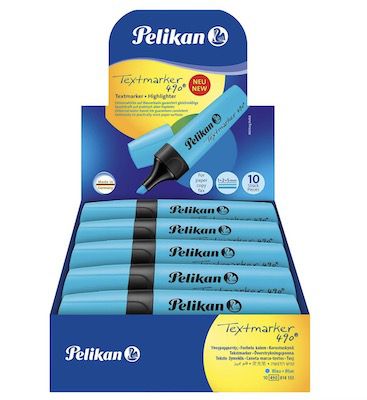 10er Pack Pelikan Textmarker 490 Leuchtblau für 5,98€ (statt 8€)