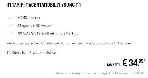 Young + Magenta: Samsung Galaxy Z Fold 4 199€ + Telekom Allnet 80GB 5G 34,95€ mtl.