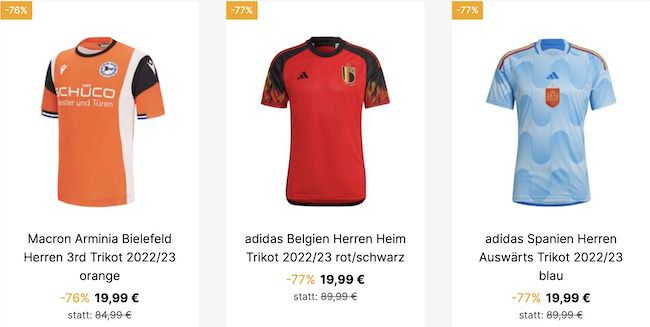 Trikot Sale für je nur 19,99€ + keine VSK