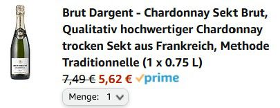 Brut Dargent Chardonnay Brut Sekt, 0,75L ab 5,62€ (statt 7,50€)