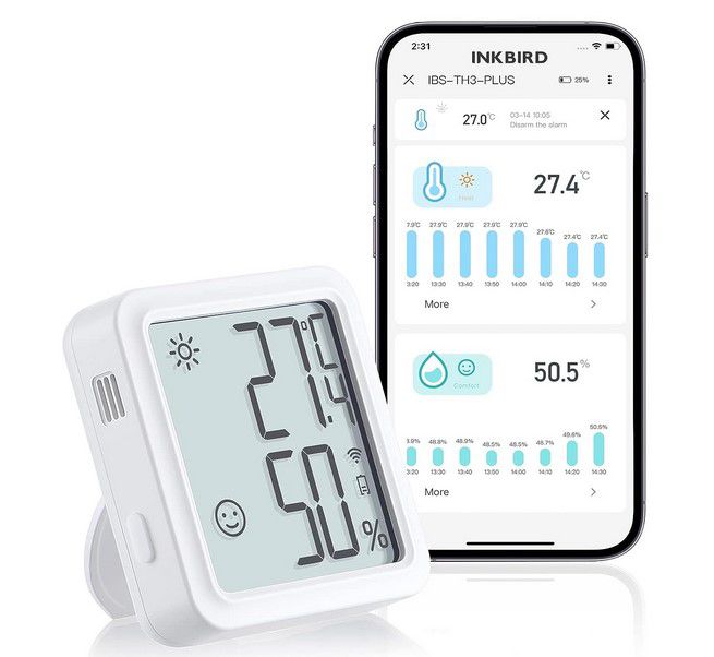 Inkbird TH3 PLUS Wlan Akku Thermo  u. Hygrometer für 23,99€ (statt 40€)