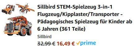 Sillbird STEM 3 1 Spielzeug Flugzeug Kipplaster u. Transporter für 16,49€ (statt 33€)