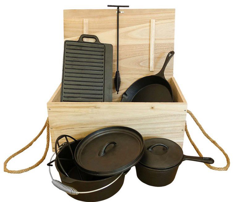 Westerholt Dutch-Oven-Set (7-teilig) + Holzkiste ab 45,85€ (statt 77€)