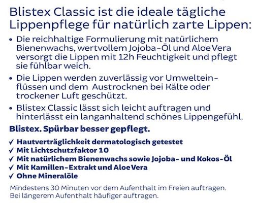 3x Blistex Classic Lippenpflege ab 2,72€