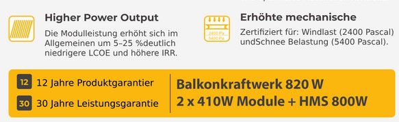 Balkonkraftwerk: 2 Solarmodule + Hoymiles HMS800 Wechselrichter max 820W für 389,90€ (statt 469€)