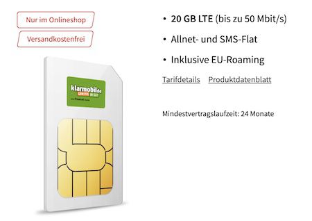 🔥 Vodafone Allnet Flat mit 20GB LTE für 9,99€ mtl.
