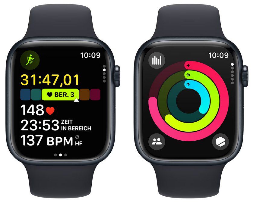 Apple Watch 9 (GPS, 45mm, Aluminium) mit Sportarmband für 419€ (statt 449€)