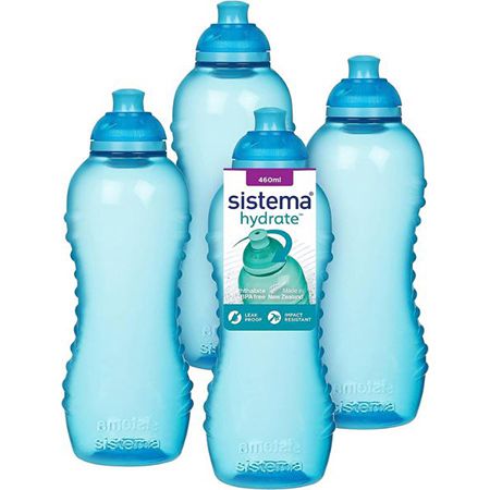 4er Pack Sistema Twist n Sip Squeeze Sports Wasserflasche, 460ml für 10,49€ (statt 20€)
