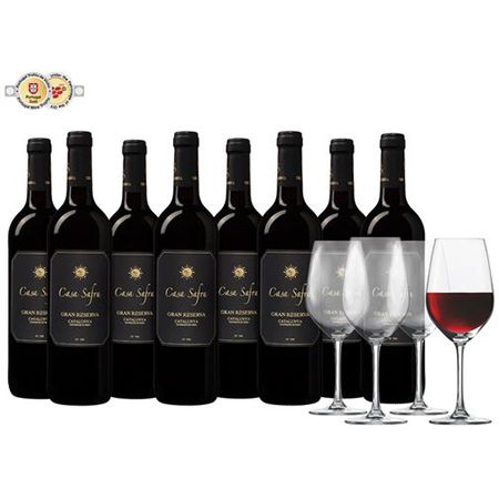 8 Flaschen Casa Safra Black Label Gran Reserva + 4 Gläser für 51,60€ (statt 67€)
