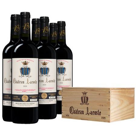 6 Flaschen Chateau Lacoste Côtes de Castillon in Holzkiste für 39,90€ (statt 73€)