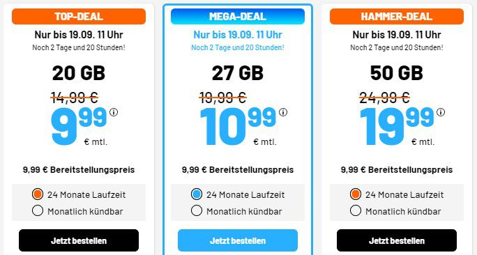 Sim.de: o2 Allnet Flat mit 27GB LTE für 10,99€ mtl. oder 50GB für 19,99€ mtl.