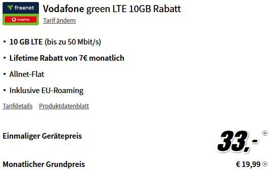 Samsung Galaxy S22 5G mit 128GB für 33€ + Vodafone Flat 10GB LTE für 19,99€ mtl.