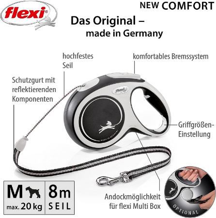 Flexi New Comfort Leine Hunde & Katzenleine, 8m/8 20kg für 7,06€ (statt 25€)