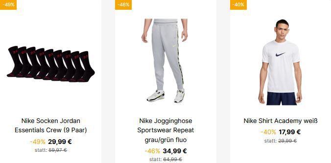 🔥 Mind. 40% Rabatt auf Nike + VSK Frei   z.B. Nike Hoodie 34,99€ (statt 48€)