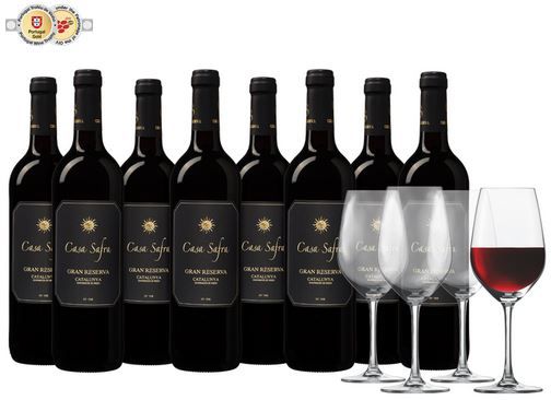 8 Flaschen Casa Safra Black Label Gran Reserva + 4 Gläser für 51,60€ (statt 67€)