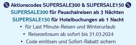 🏖️ TUI: Bis zu 300€ Rabatt bei Pauschalreisen, Last Minute & Winterreisen