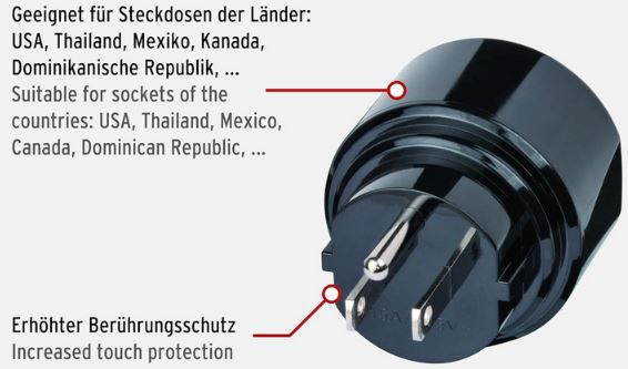 Brennenstuhl Reisestecker, max. 1.875W für USA, Thailand etc. für 3,60€ (statt 7€)