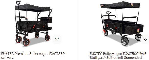 Fuxtec: 30% Rabatt auf Bollerwagen   z.B. FX CT850 für 249,20€ (statt 348€)