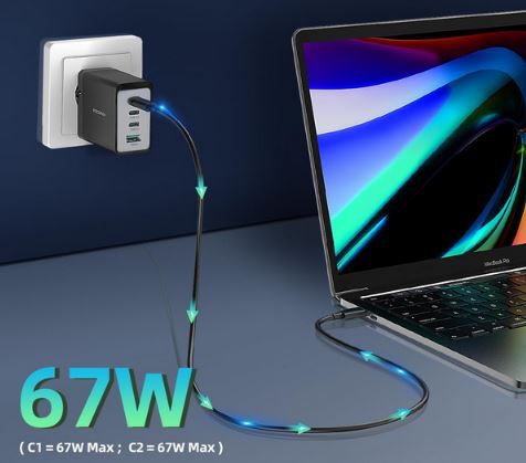 Rocoren USB C & USB A Ladegerät 67W PD3.0 für 13,79€ (statt 28€)