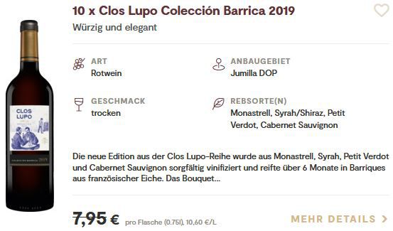20 Fl. Clos Lupo Colección Barrica 2019 für 81,79€ (statt 160€) + Gratis Kühlmanschette