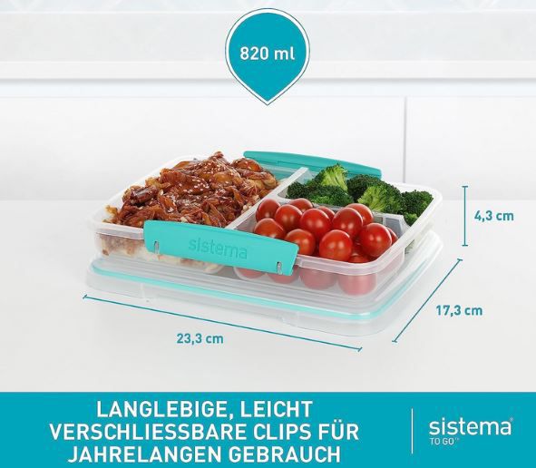5er Pack Sistema TO GO Brotdosen mit Fächern, 820ml für 21,78€ (statt 30€)