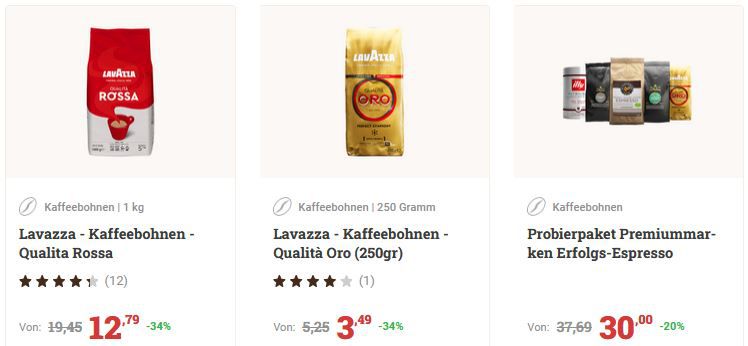 20% Rabatt auf Lavazza Kaffee   z.B. 5Kg Crema e Gusto Forte für 51,95€ (statt 69€)
