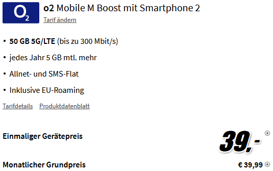 Google Pixel 7 Pro für 39€ + o2 Allnet Flat mit 50 GB 5G/LTE für 39,99€ mtl.
