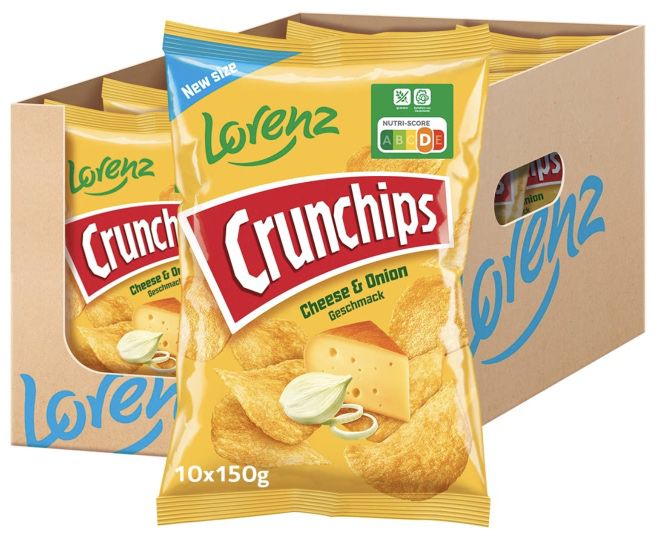 🧀 10x Lorenz Crunchips Cheese & Onion (je 150g) ab 12,35€ (statt 20€)