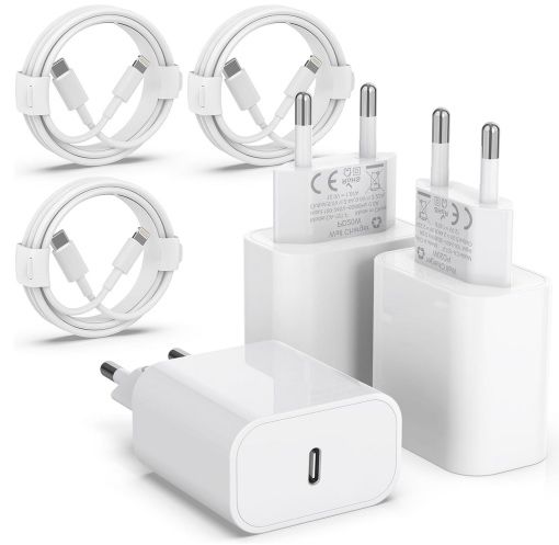 3x 20W USB C Schnellladegerät + Lightning Kabel für 9,99€ (statt 19€)