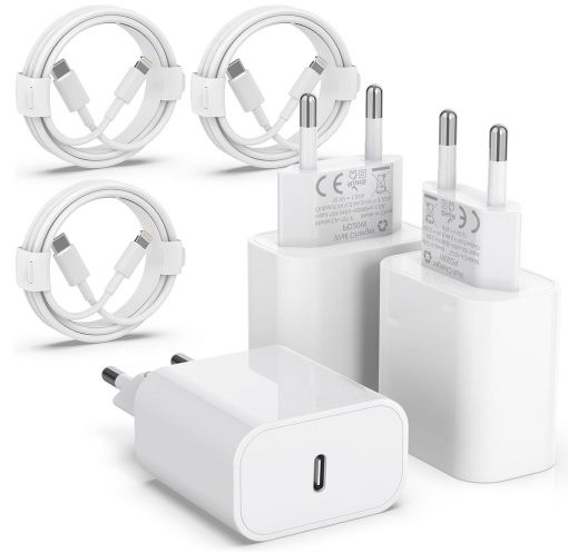 3x 20W USB C Schnellladegerät + Lightning Kabel für 11,99€ (statt 20€)